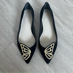 Sophia Webster Bibi Butterfly 🦋Embroidered Black Suede Flat size size 36.5 US 6